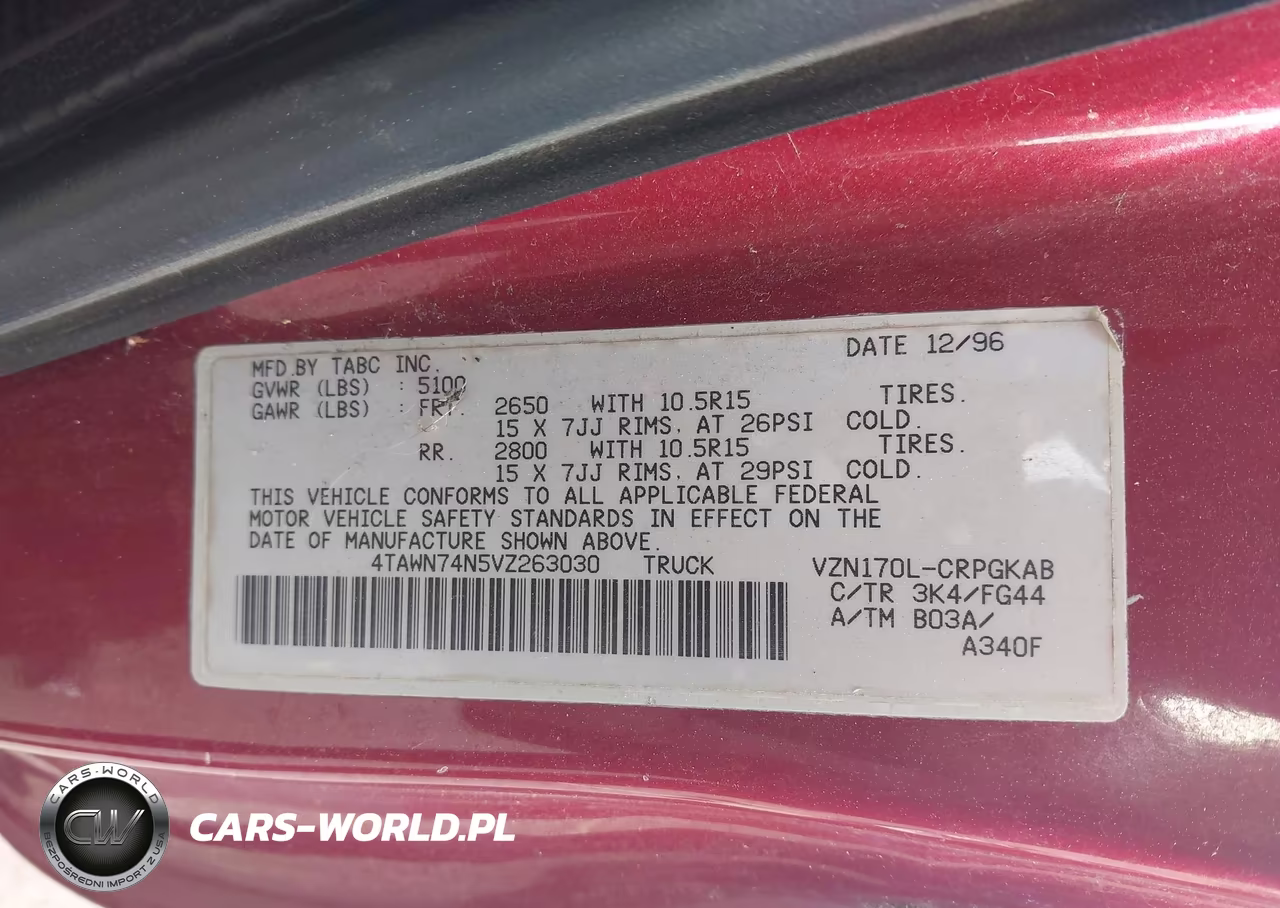 1997 Toyota Tacoma Base Sr5 V6 VIN:4TAWN74N5VZ263030 - 9