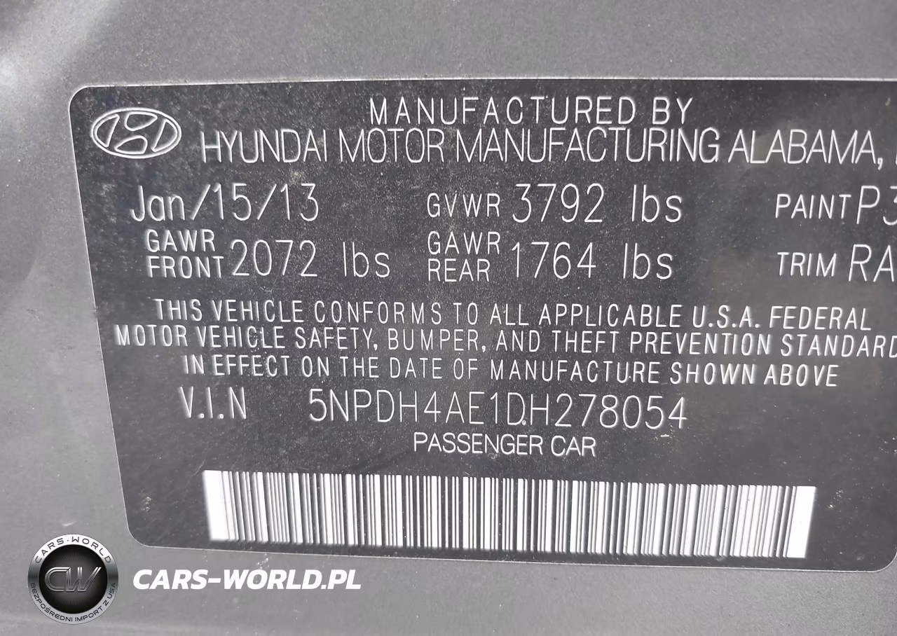 2013 Hyundai Elantra Gls VIN:5NPDH4AE1DH278054 - 9