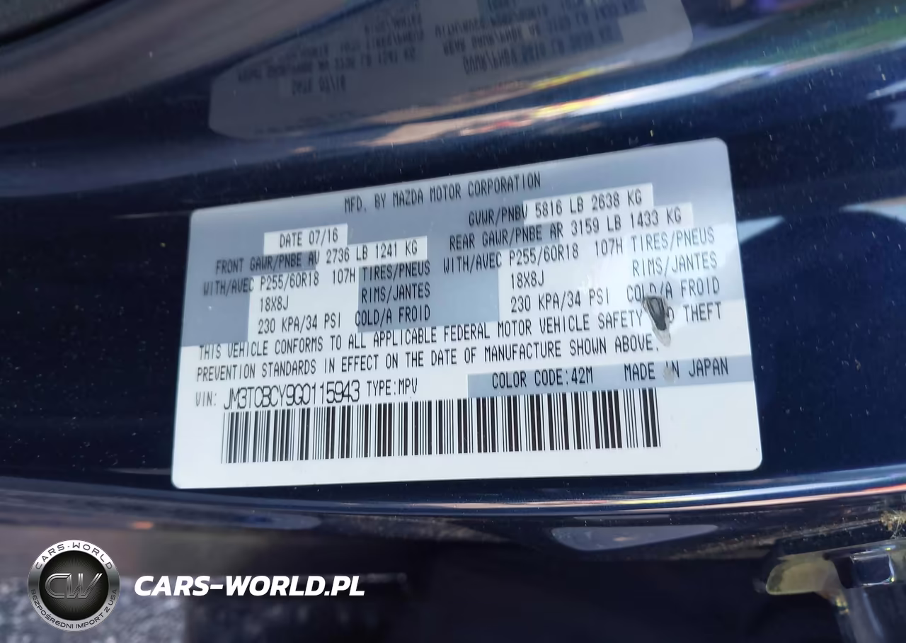 2016 Mazda Cx-9 Touring VIN:JM3TCBCY9G0115943 - 9