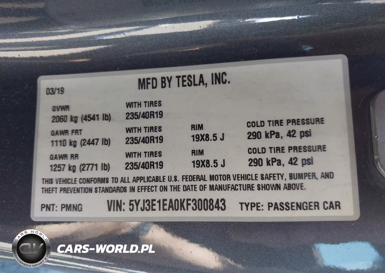 2019 Tesla Model 3 Long Range-Mid Range-Standard Range-Standard Range Plus VIN:5YJ3E1EA0KF300843 - 9