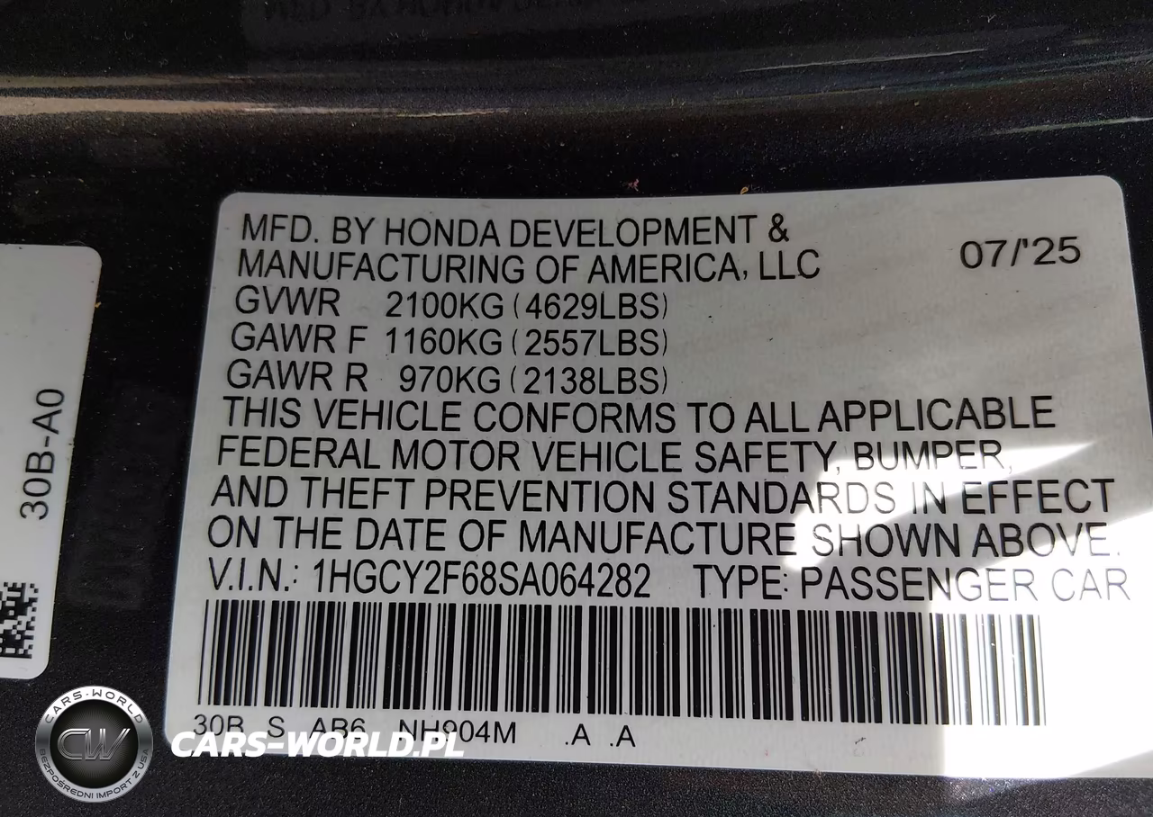 2025 Honda Accord Hybrid Ex-L VIN:1HGCY2F68SA064282 - 9