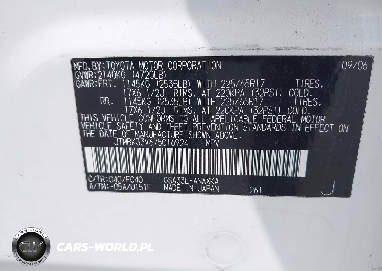 2007 Toyota Rav4 Base V6 VIN:JTMBK33V675016924 - 9