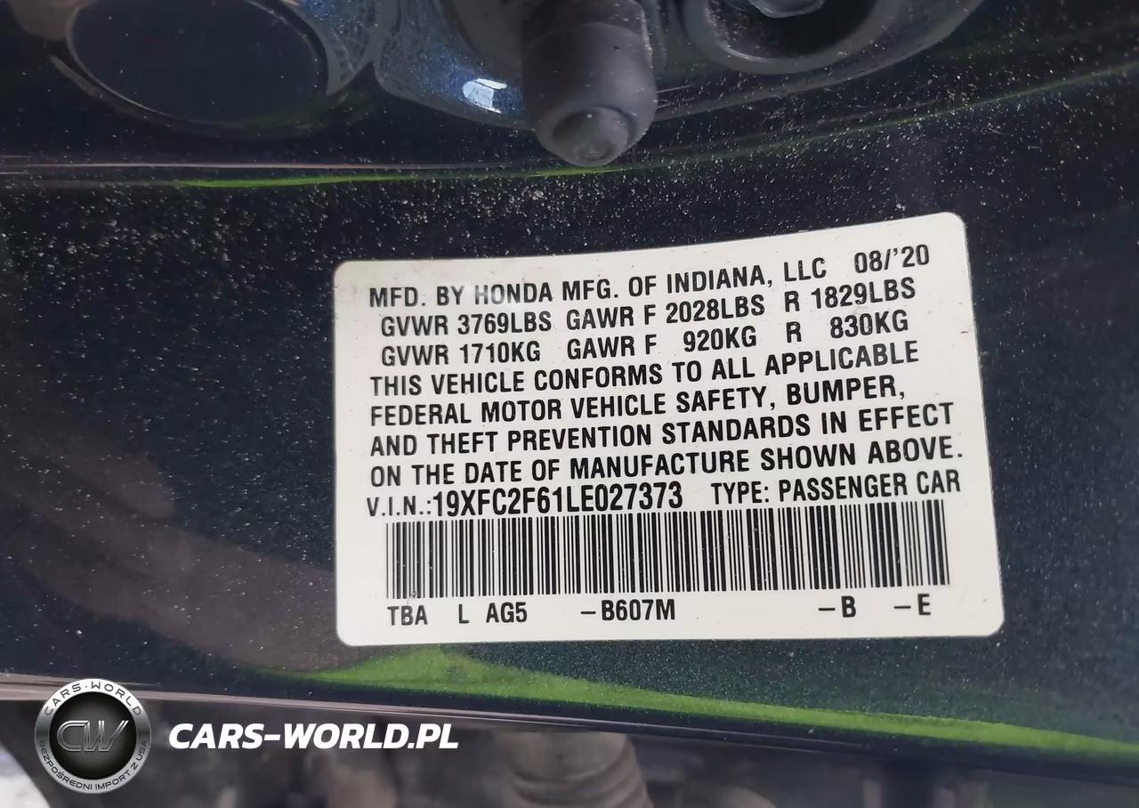 2020 Honda Civic Lx VIN:19XFC2F61LE027373 - 9