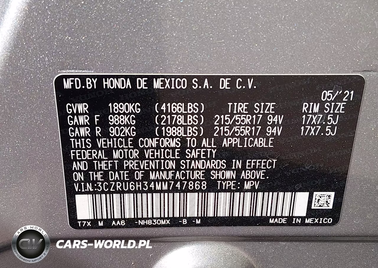 2021 Honda Hr-V Awd Lx VIN:3CZRU6H34MM747868 - 9