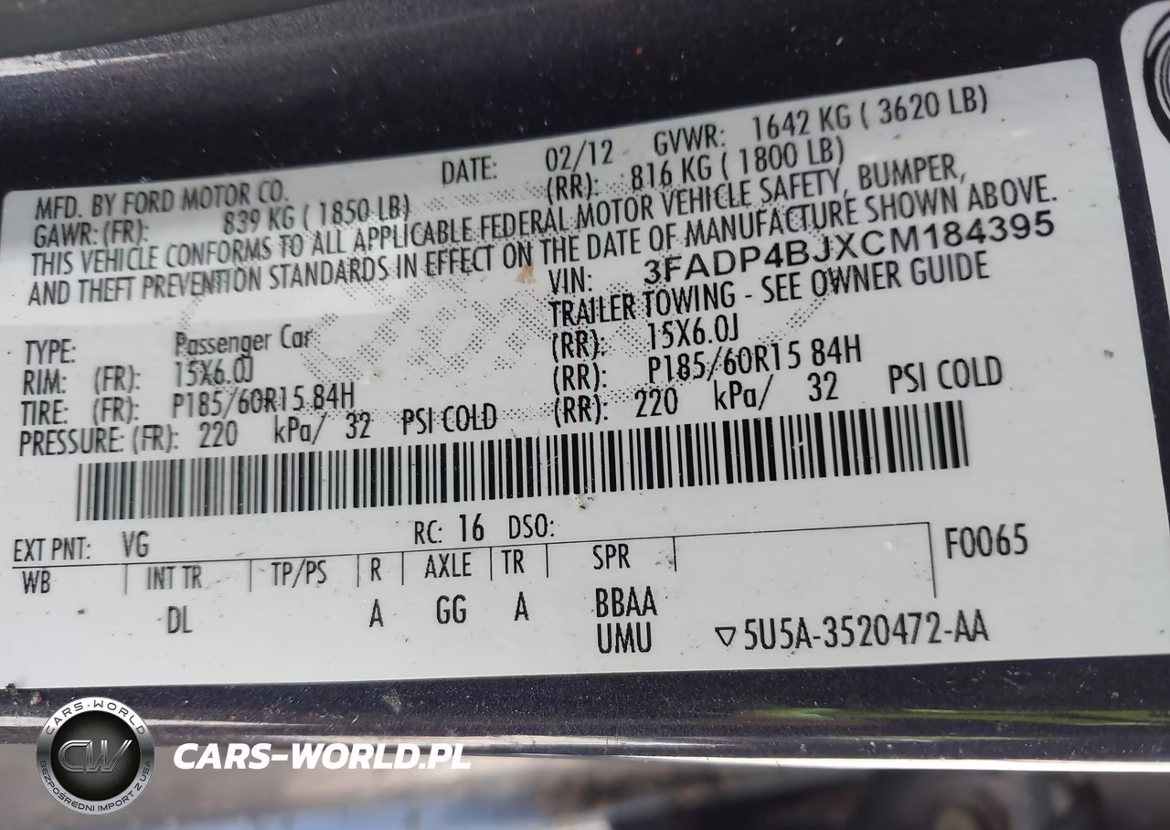 2012 Ford Fiesta Se VIN:3FADP4BJXCM184395 - 9
