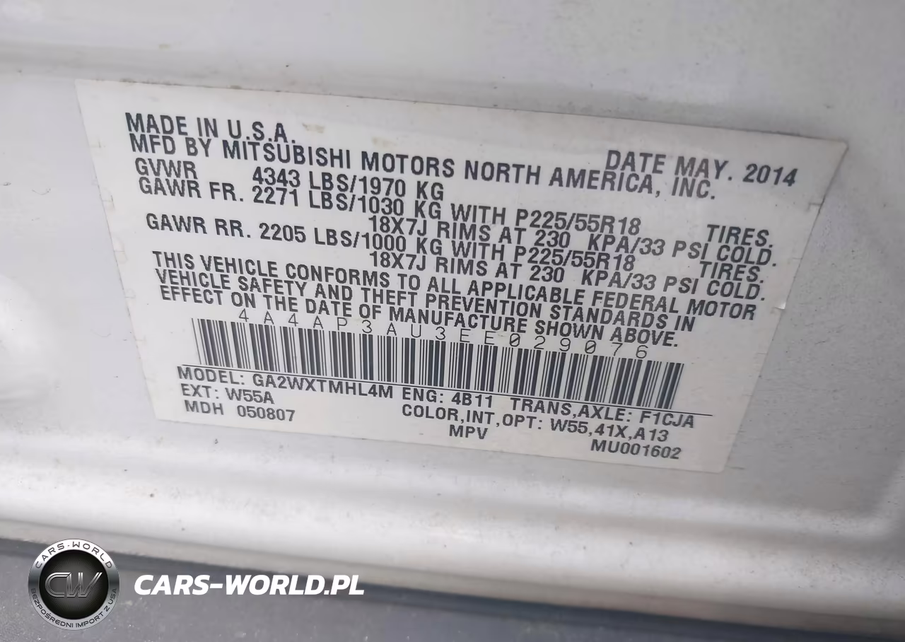 2014 Mitsubishi Outlander Sport Es VIN:4A4AP3AU3EE029076 - 9