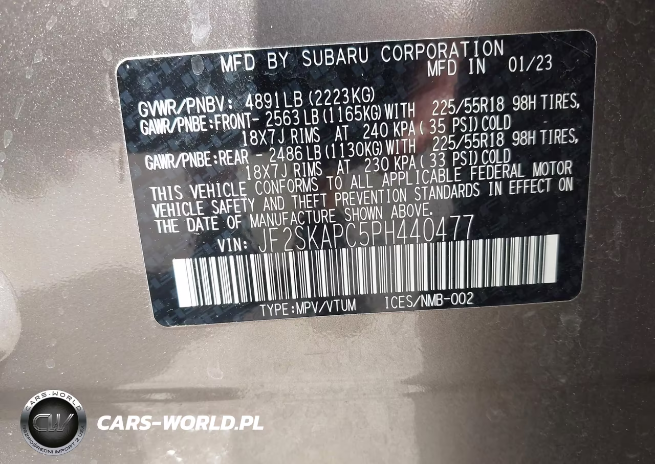 2023 Subaru Forester Limited VIN:JF2SKAPC5PH440477 - 9