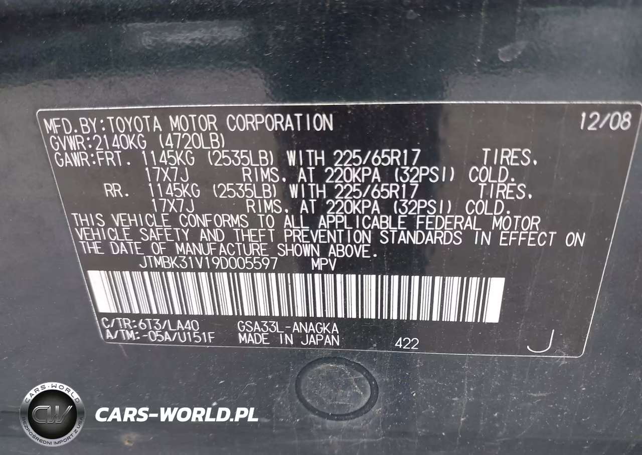 2009 Toyota Rav4 Limited V6 VIN:JTMBK31V19D005597 - 9