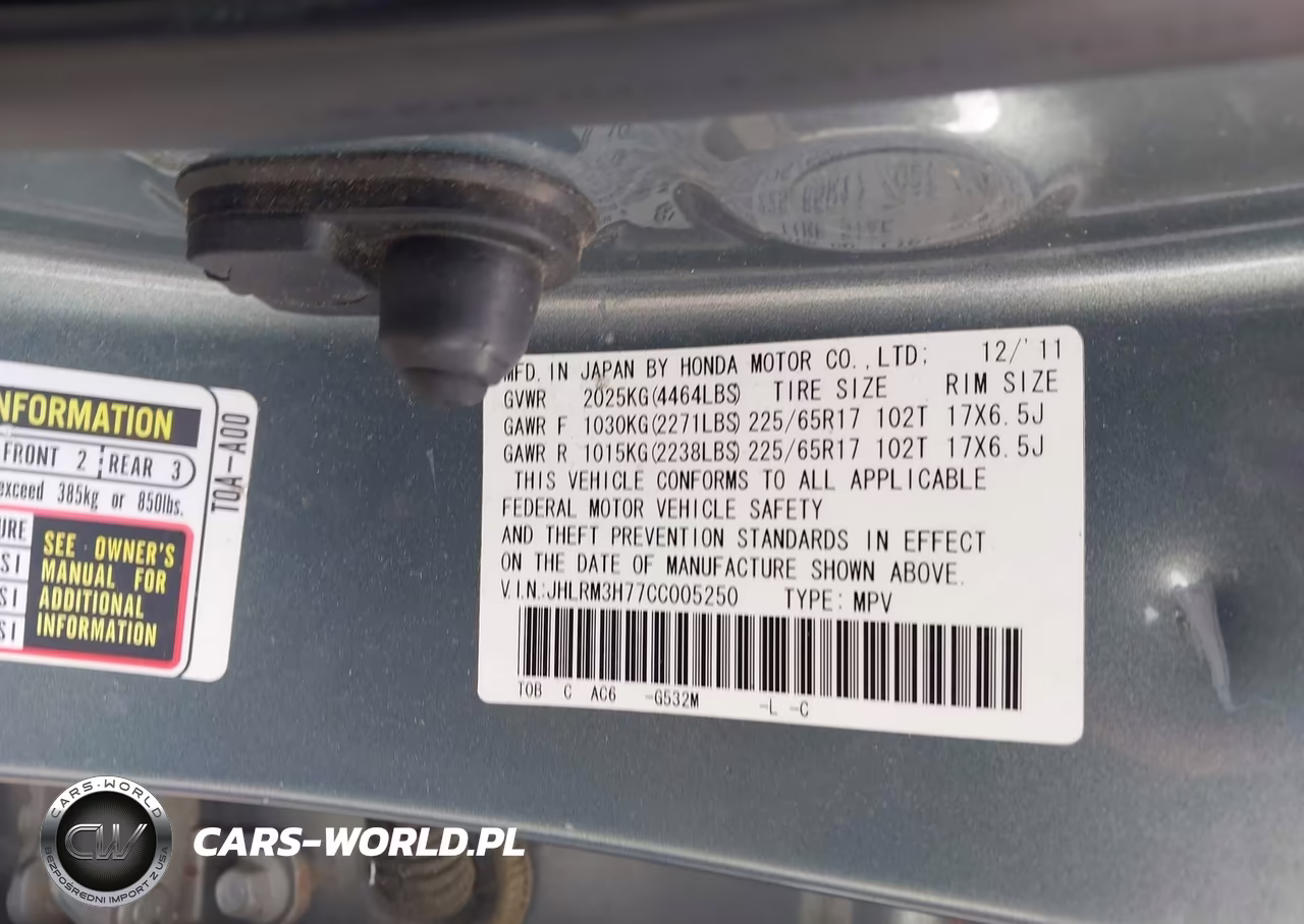 2012 Honda Cr-V Ex-L VIN:JHLRM3H77CC005250 - 9