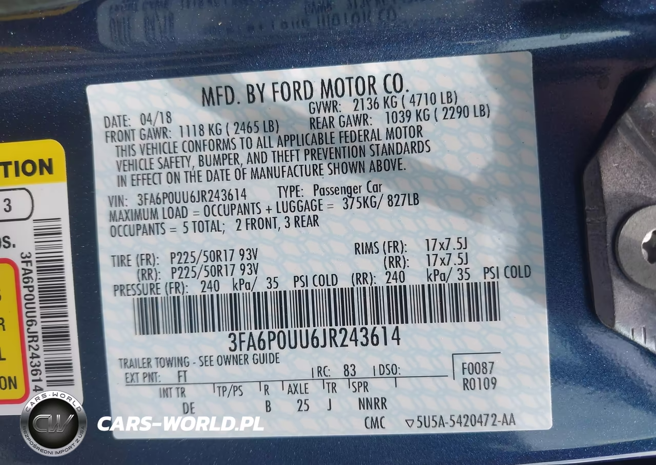 2018 Ford Fusion Hybrid S VIN:3FA6P0UU6JR243614 - 9
