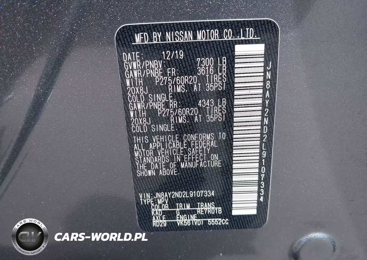 2020 Nissan Armada Sl 2Wd VIN:JN8AY2ND2L9107334 - 9