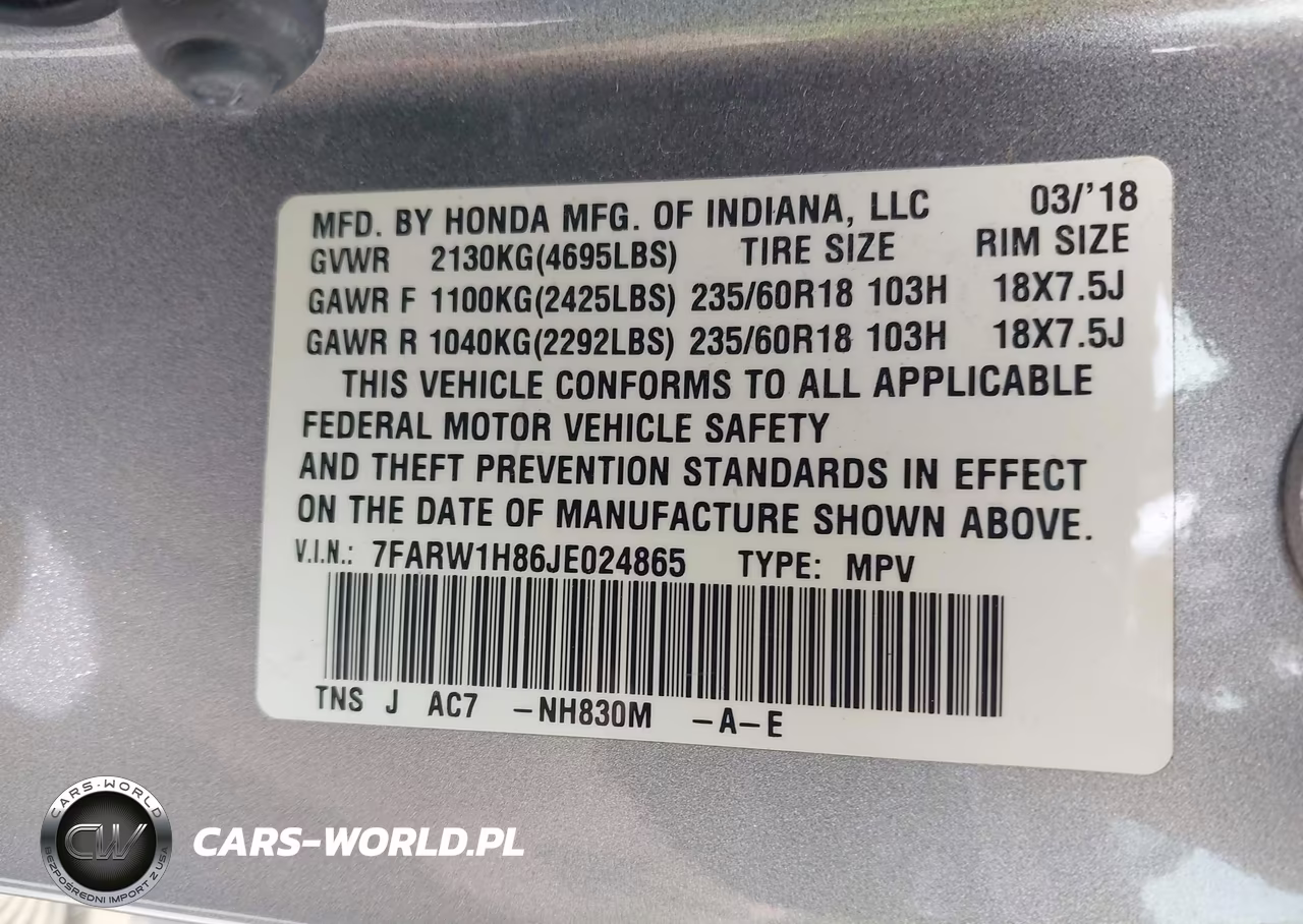 2018 Honda Cr-V Ex-L-Ex-L Navi VIN:7FARW1H86JE024865 - 9