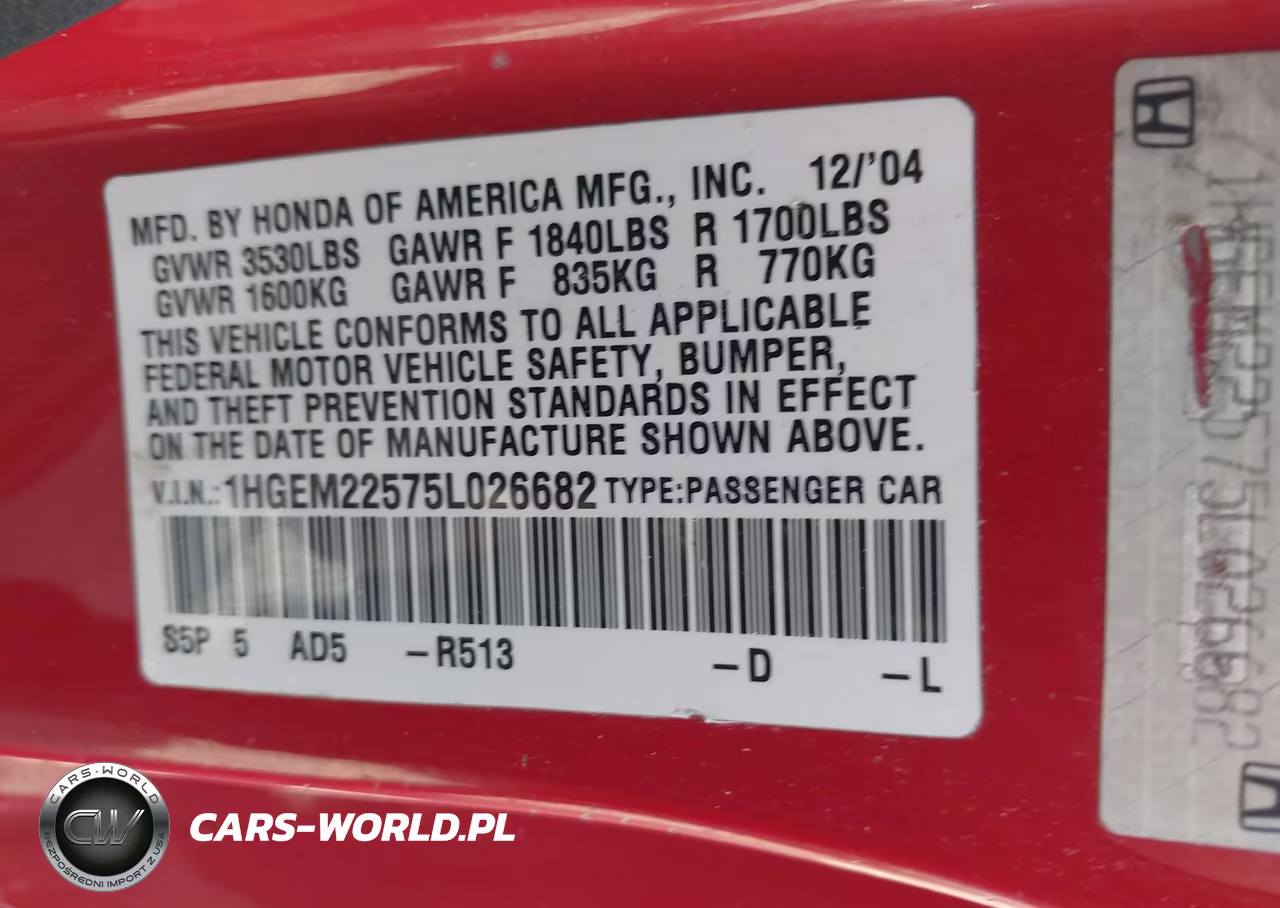 2005 Honda Civic Lx VIN:1HGEM22575L026682 - 9