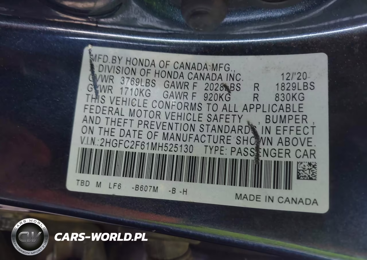 2021 Honda Civic Lx VIN:2HGFC2F61MH525130 - 9