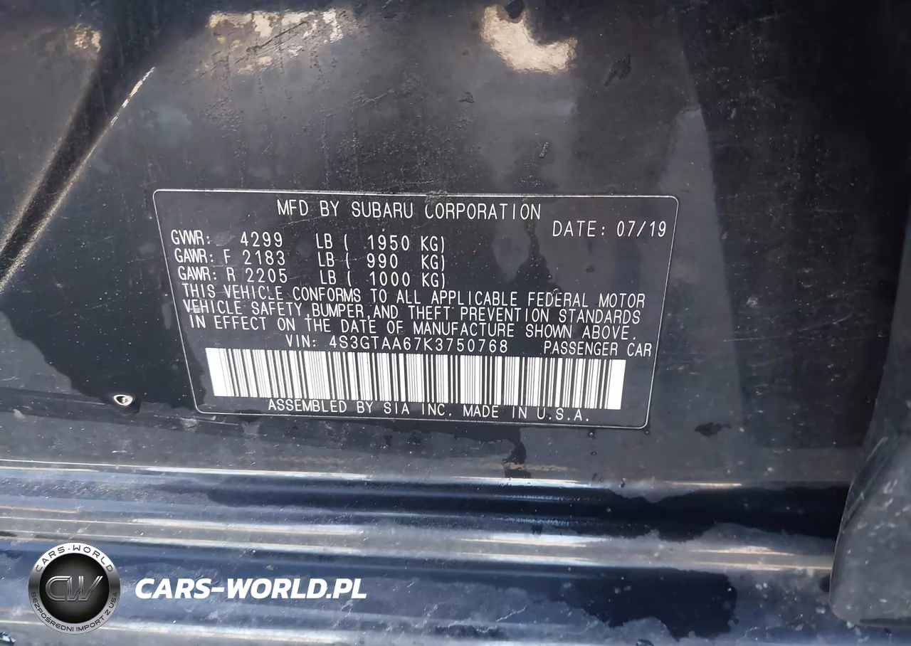 2019 Subaru Impreza 2.0I VIN:4S3GTAA67K3750768 - 9