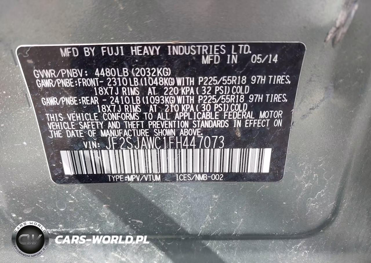 2015 Subaru Forester 2.5I Touring VIN:JF2SJAWC1FH447073 - 9