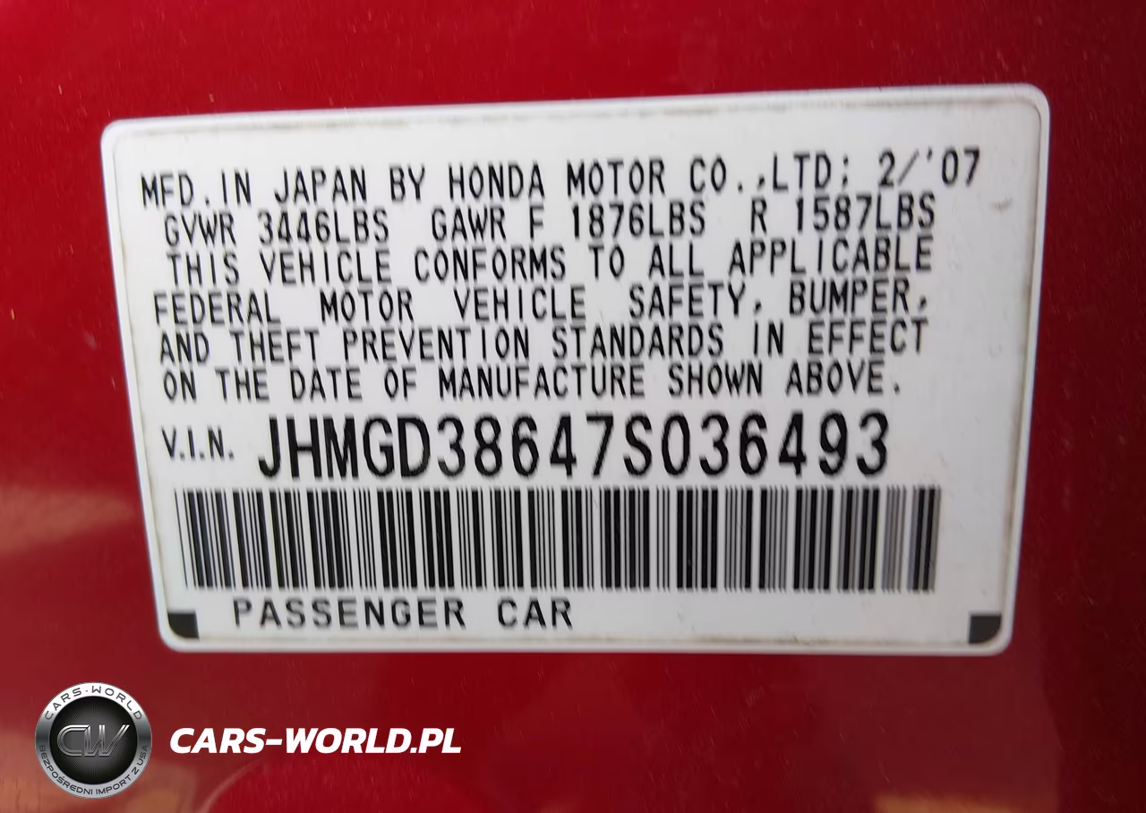 2007 Honda Fit Sport VIN:JHMGD38647S036493 - 9
