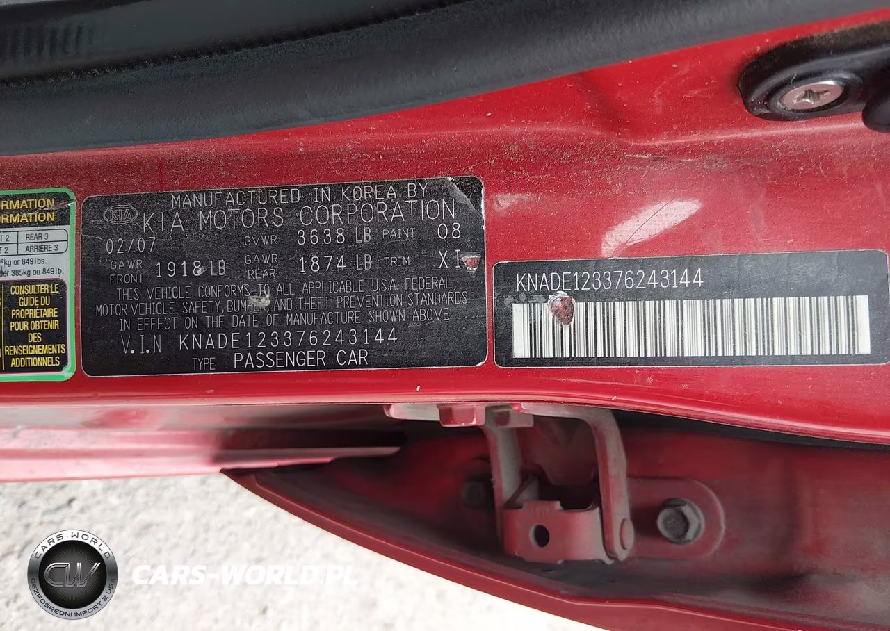 2007 Kia Rio Lx VIN:KNADE123376243144 - 9