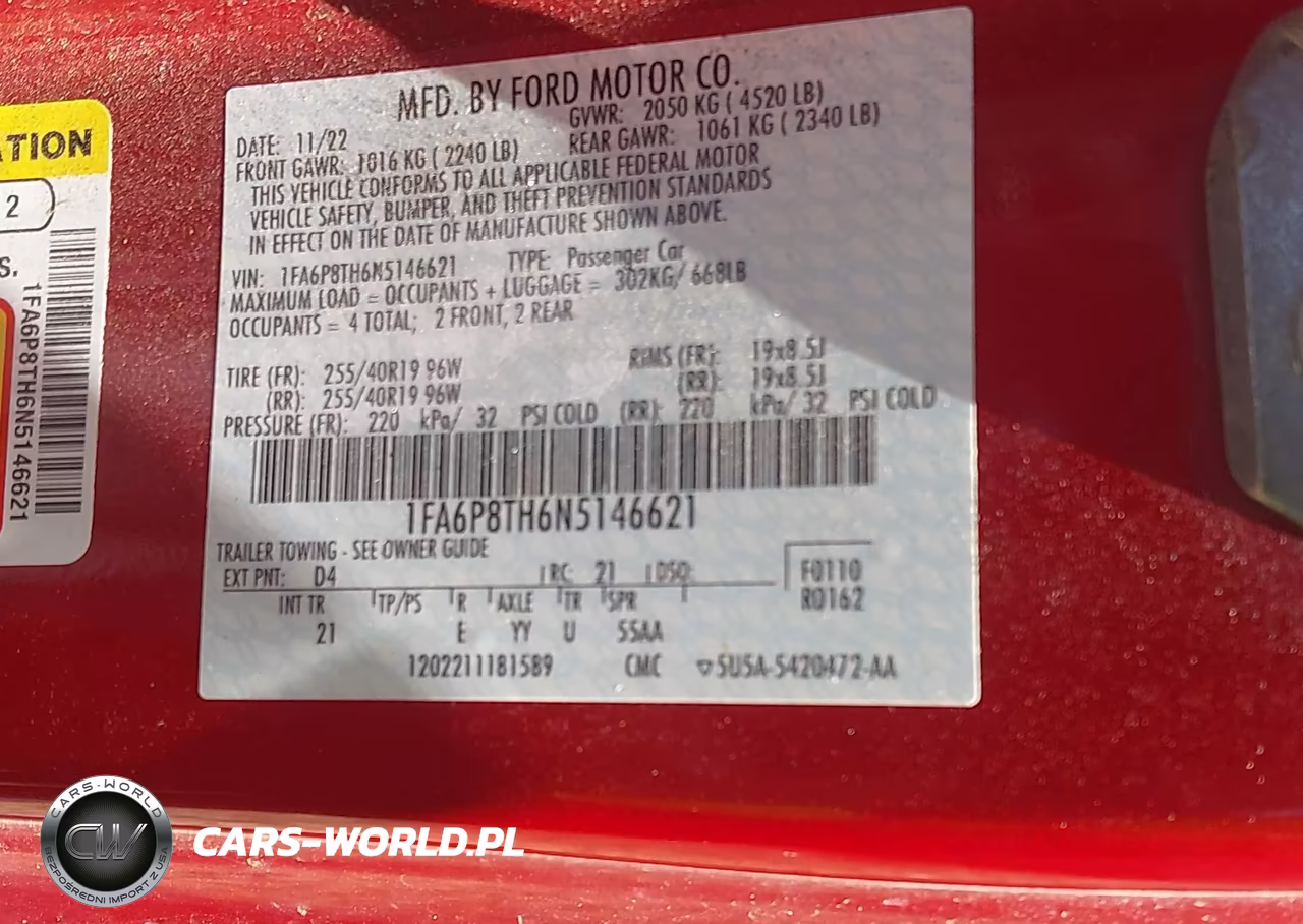 2022 Ford Mustang Ecoboost Fastback VIN:1FA6P8TH6N5146621 - 9