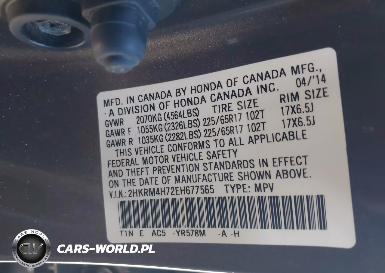 2014 Honda Cr-V Ex-L VIN:2HKRM4H72EH677565 - 9
