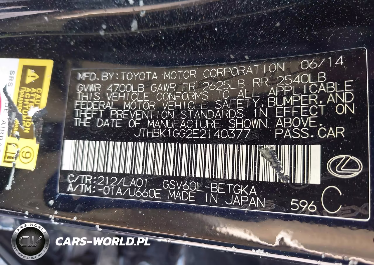 2014 Lexus Es 350 VIN:JTHBK1GG2E2140377 - 9