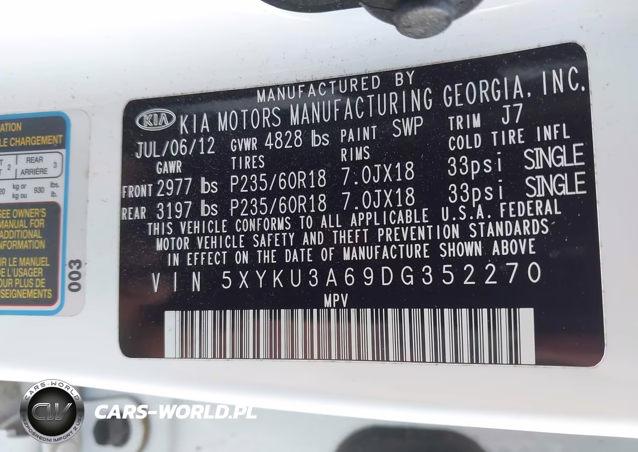 2013 Kia Sorento Ex VIN:5XYKU3A69DG352270 - 9