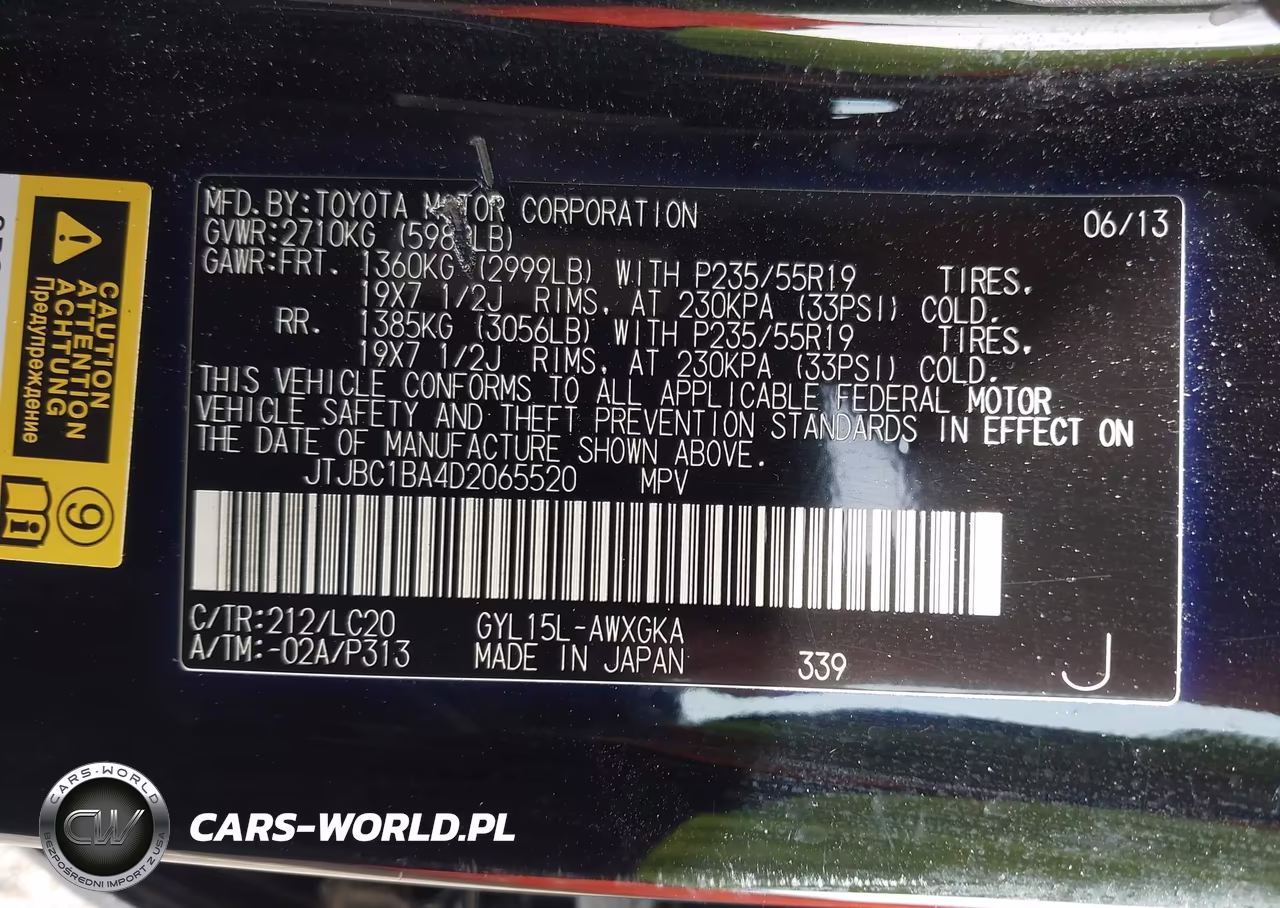 2013 Lexus Rx 450H VIN:JTJBC1BA4D2065520 - 9