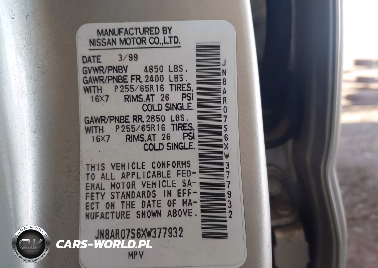 1999 Nissan Pathfinder Le-Se-Xe VIN:JN8AR07S6XW377932 - 9