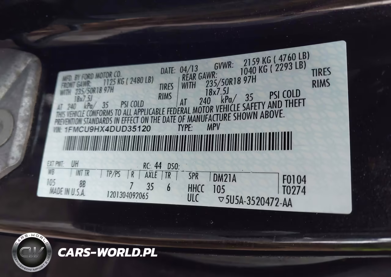 2013 Ford Escape Sel VIN:1FMCU9HX4DUD35120 - 9