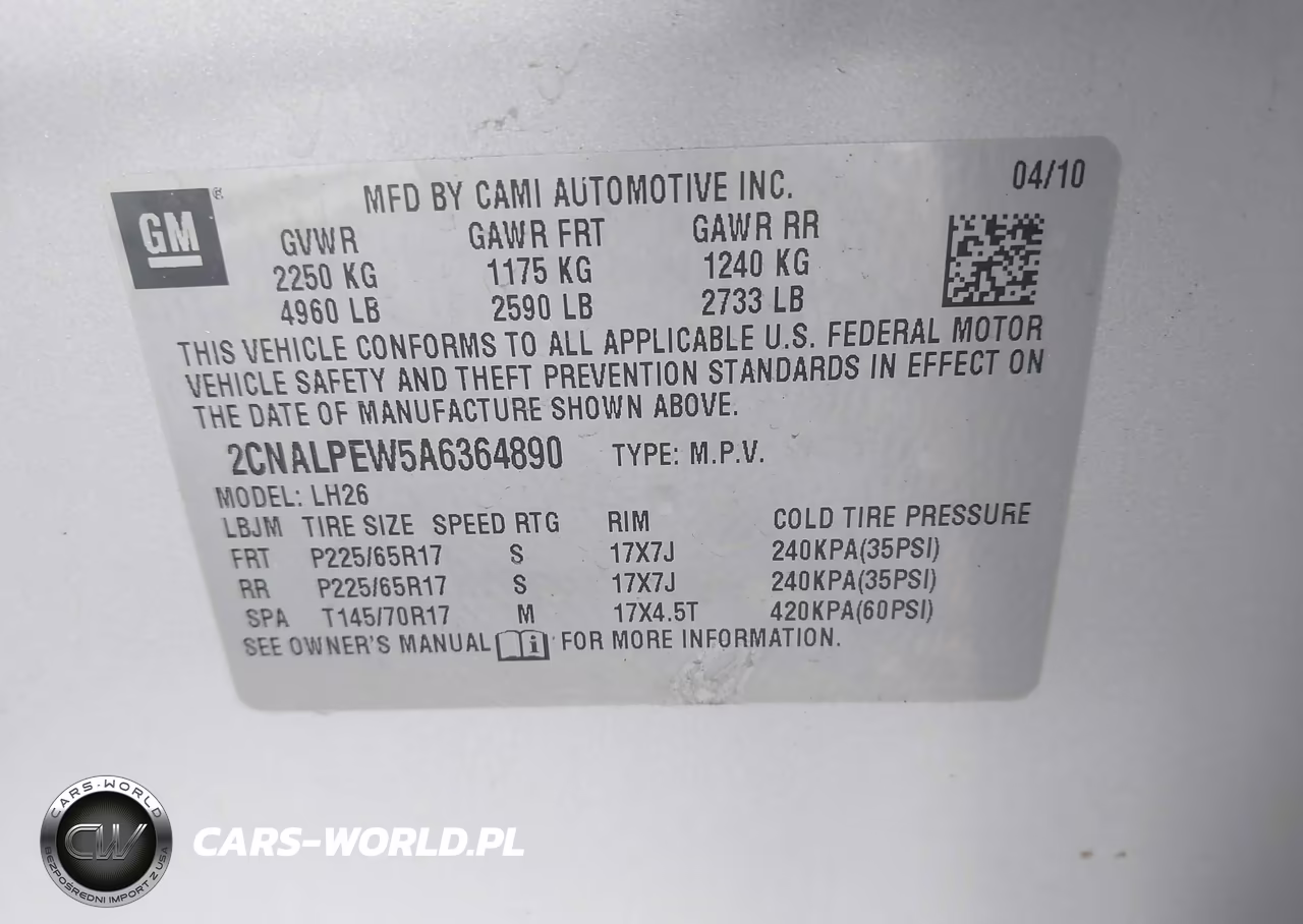 2010 Chevrolet Equinox Lt VIN:2CNALPEW5A6364890 - 9