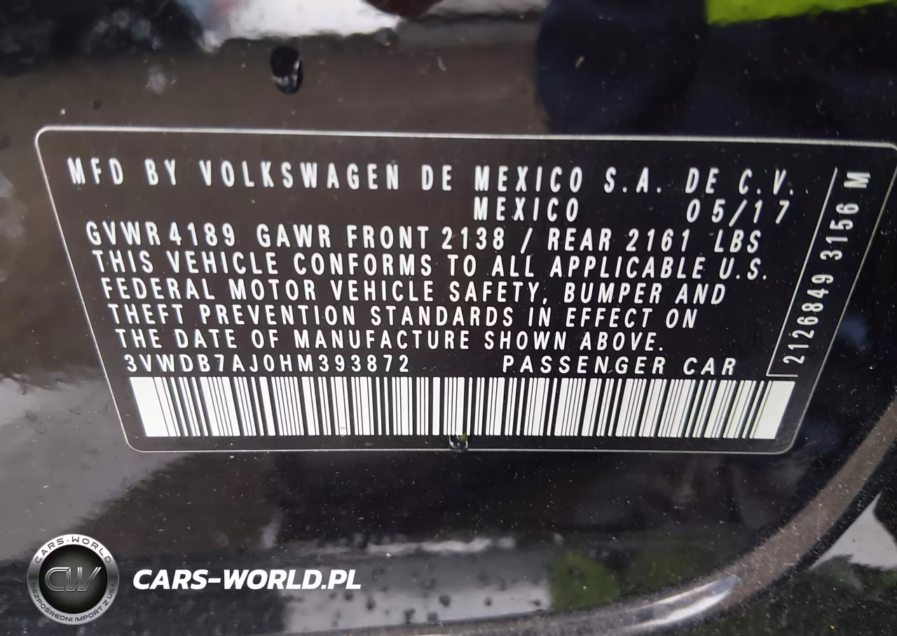 2017 Volkswagen Jetta 1.4T Se VIN:3VWDB7AJ0HM393872 - 9