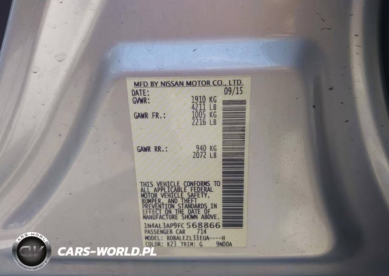 2015 Nissan Altima 2.5 S VIN:1N4AL3AP9FC568866 - 9