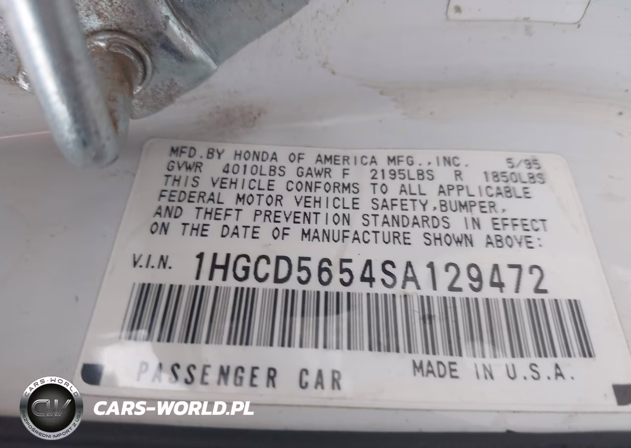 1995 Honda Accord Ex VIN:1HGCD5654SA129472 - 9