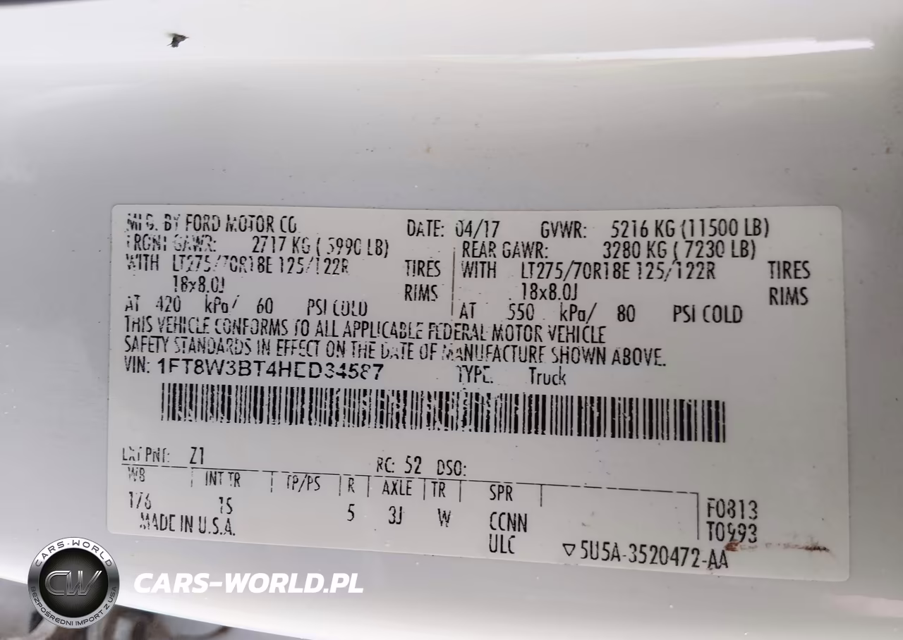 2017 Ford F-350 Xl VIN:1FT8W3BT4HED34587 - 8
