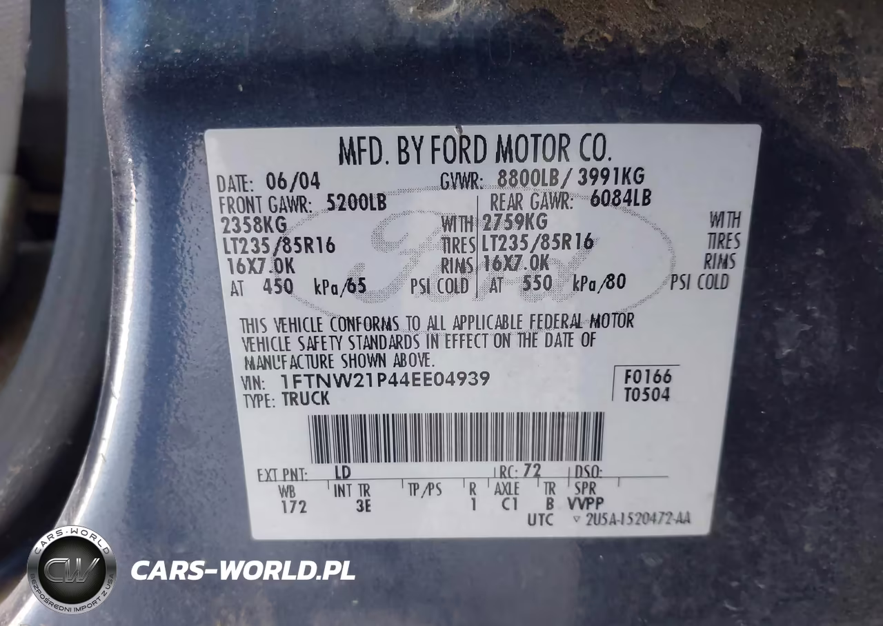 2004 Ford F-250 Lariat-Xl-Xlt VIN:1FTNW21P44EE04939 - 9