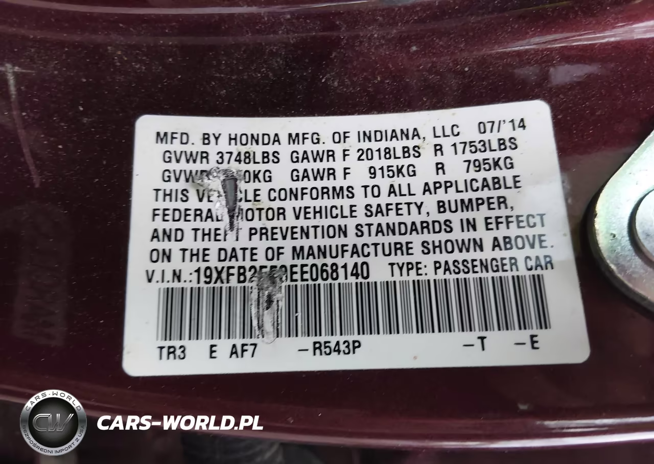2014 Honda Civic Lx VIN:19XFB2F50EE068140 - 9