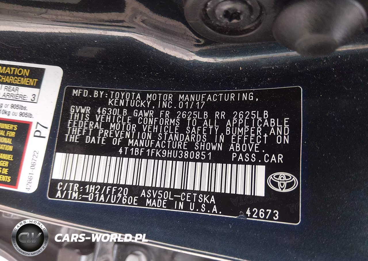 2017 Toyota Camry Se VIN:4T1BF1FK9HU380851 - 9