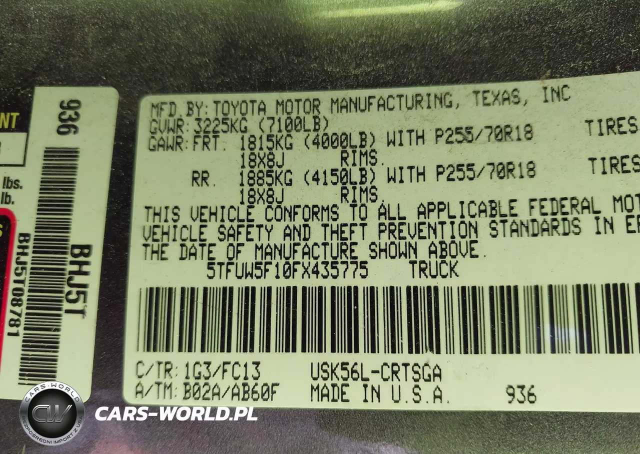 2015 Toyota Tundra Sr5 5.7L V8 VIN:5TFUW5F10FX435775 - 9