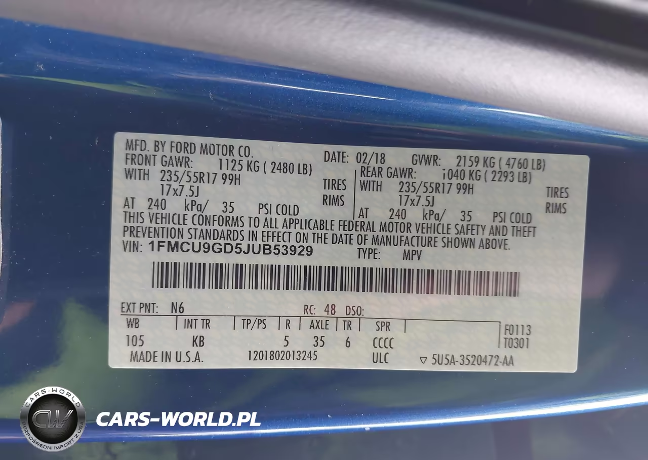 2018 Ford Escape Se VIN:1FMCU9GD5JUB53929 - 9