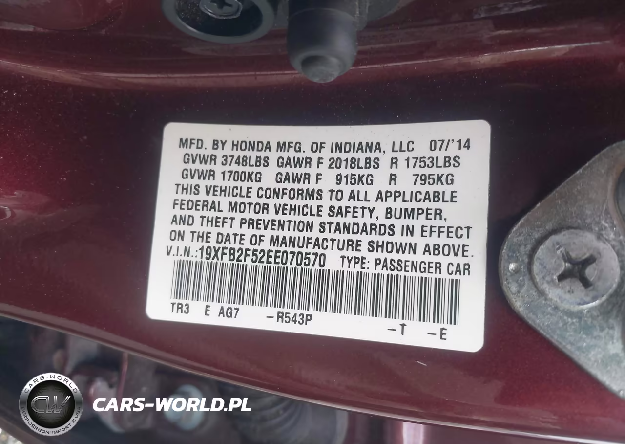 2014 Honda Civic Lx VIN:19XFB2F52EE070570 - 9