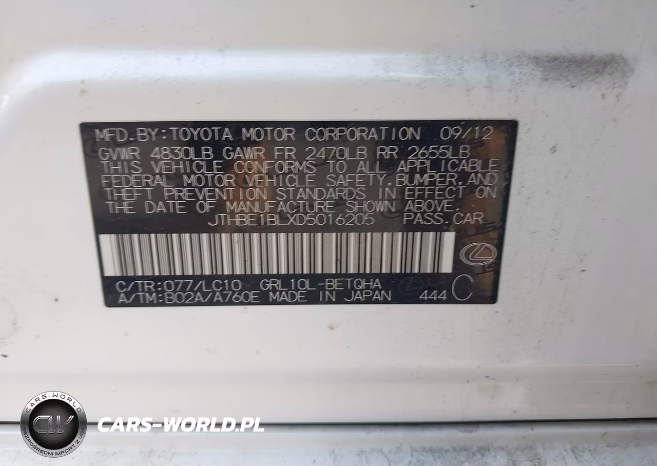 2013 Lexus Gs 350 VIN:JTHBE1BLXD5016205 - 9
