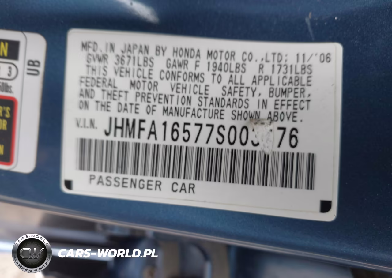 2007 Honda Civic Lx VIN:JHMFA16577S003376 - 9