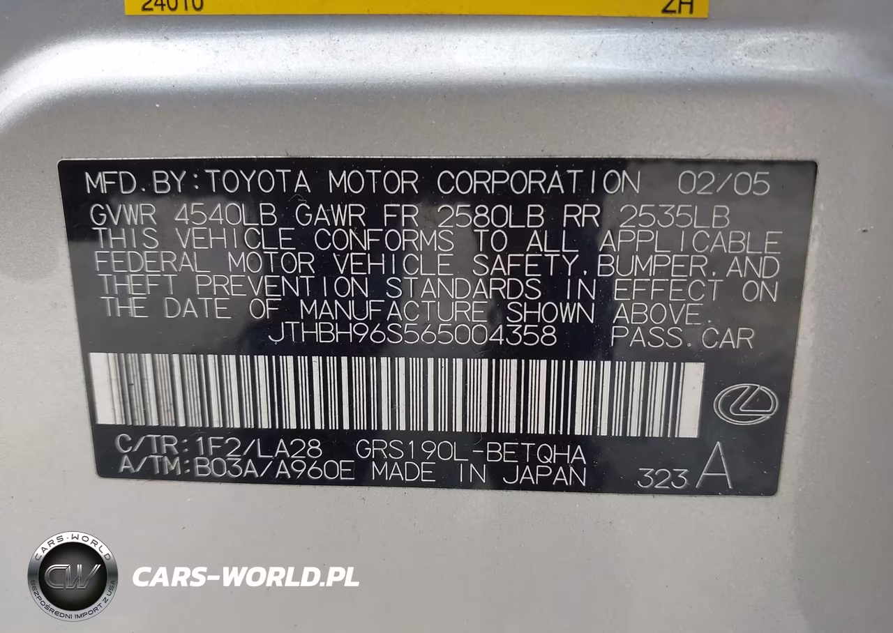 2006 Lexus Gs 300 VIN:JTHBH96S565004358 - 9