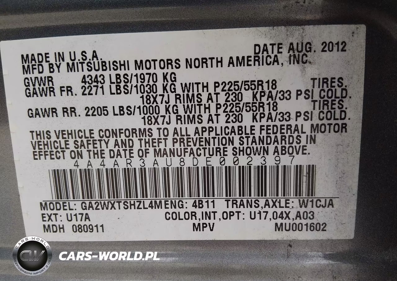 2013 Mitsubishi Outlander Sport Es VIN:4A4AR3AU8DE002397 - 9