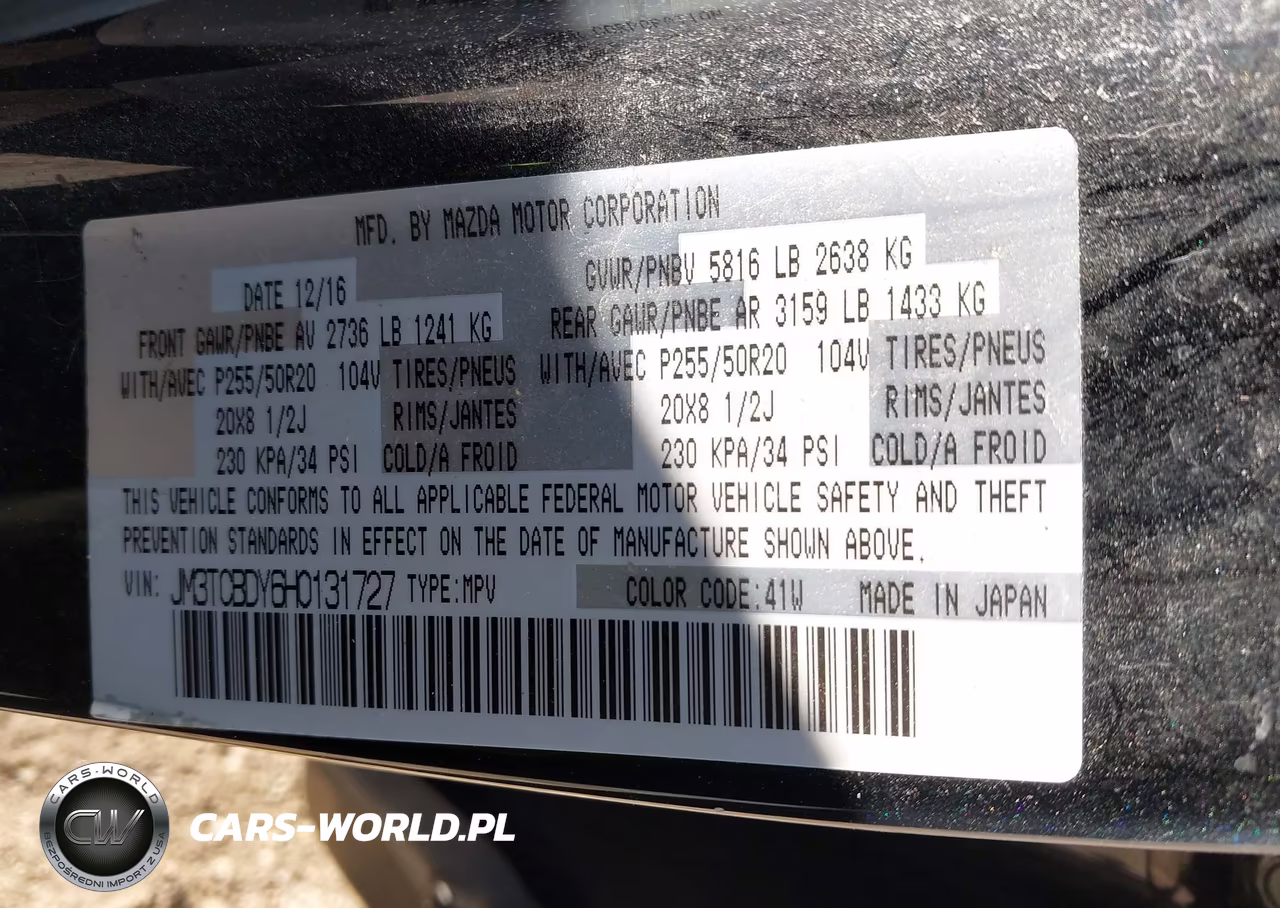 2017 Mazda Cx-9 Grand Touring VIN:JM3TCBDY6H0131727 - 9