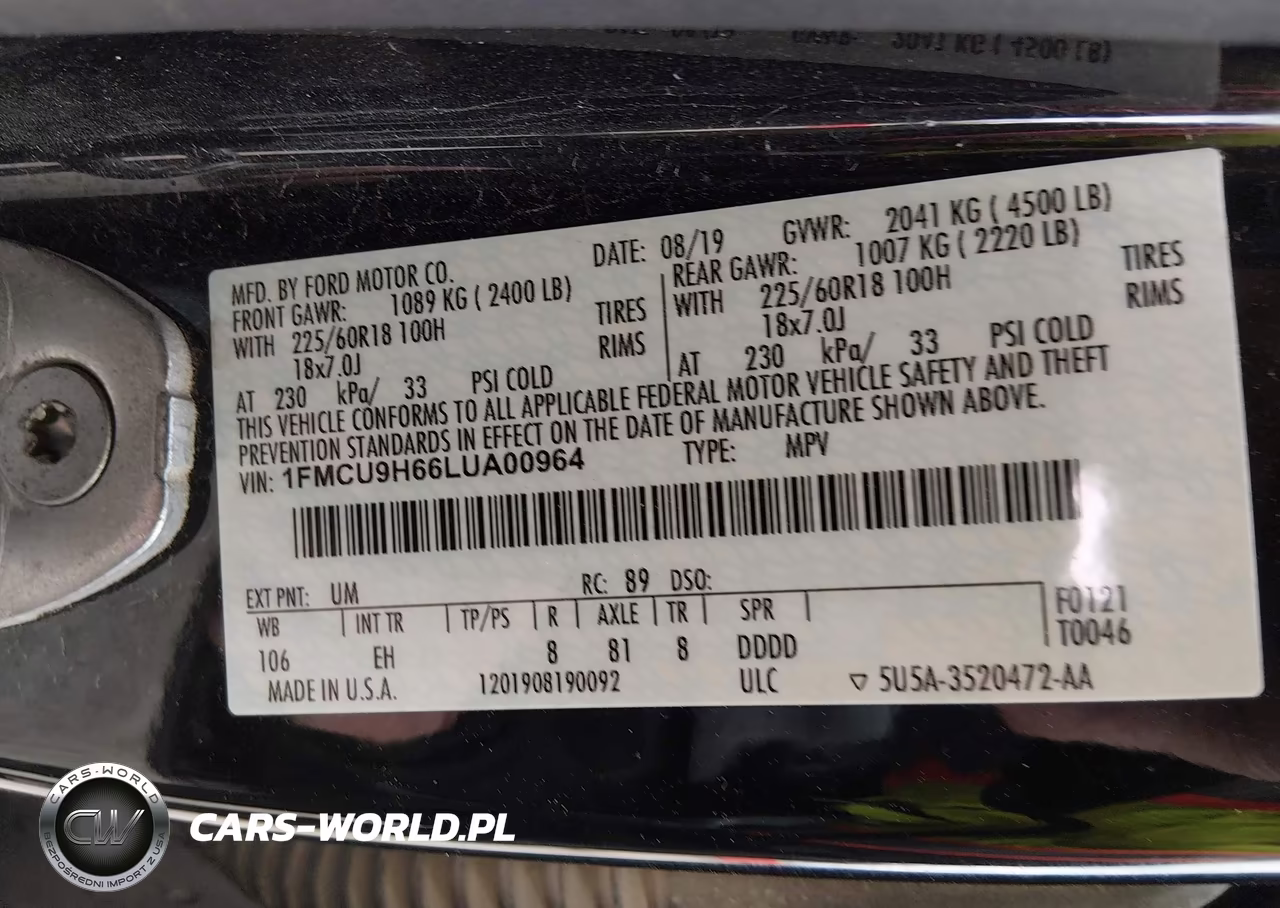 2020 Ford Escape Sel VIN:1FMCU9H66LUA00964 - 9