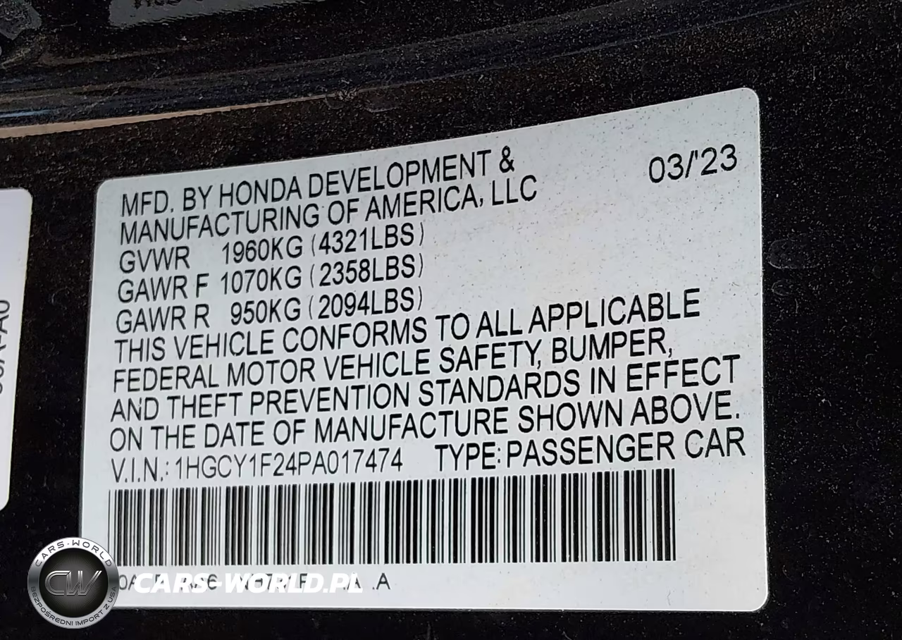 2023 Honda Accord Lx VIN:1HGCY1F24PA017474 - 9
