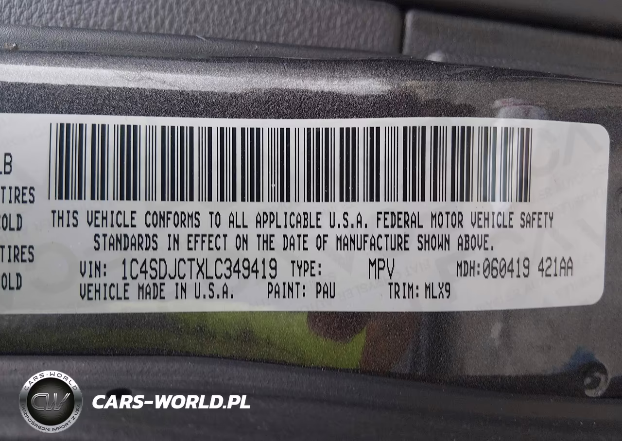 2020 Dodge Durango R-T Awd VIN:1C4SDJCTXLC349419 - 9