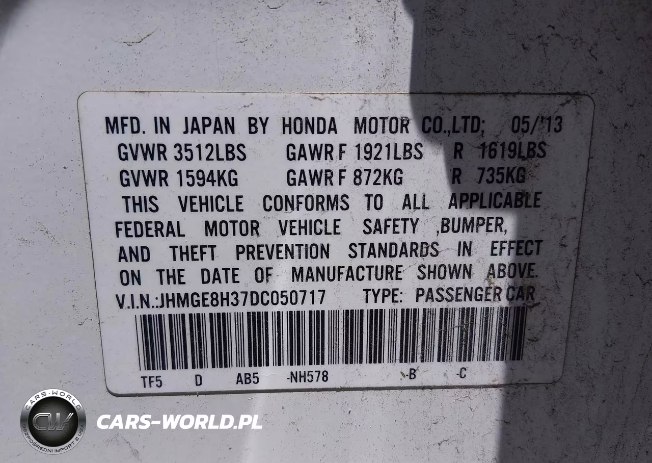 2013 Honda Fit VIN:JHMGE8H37DC050717 - 9