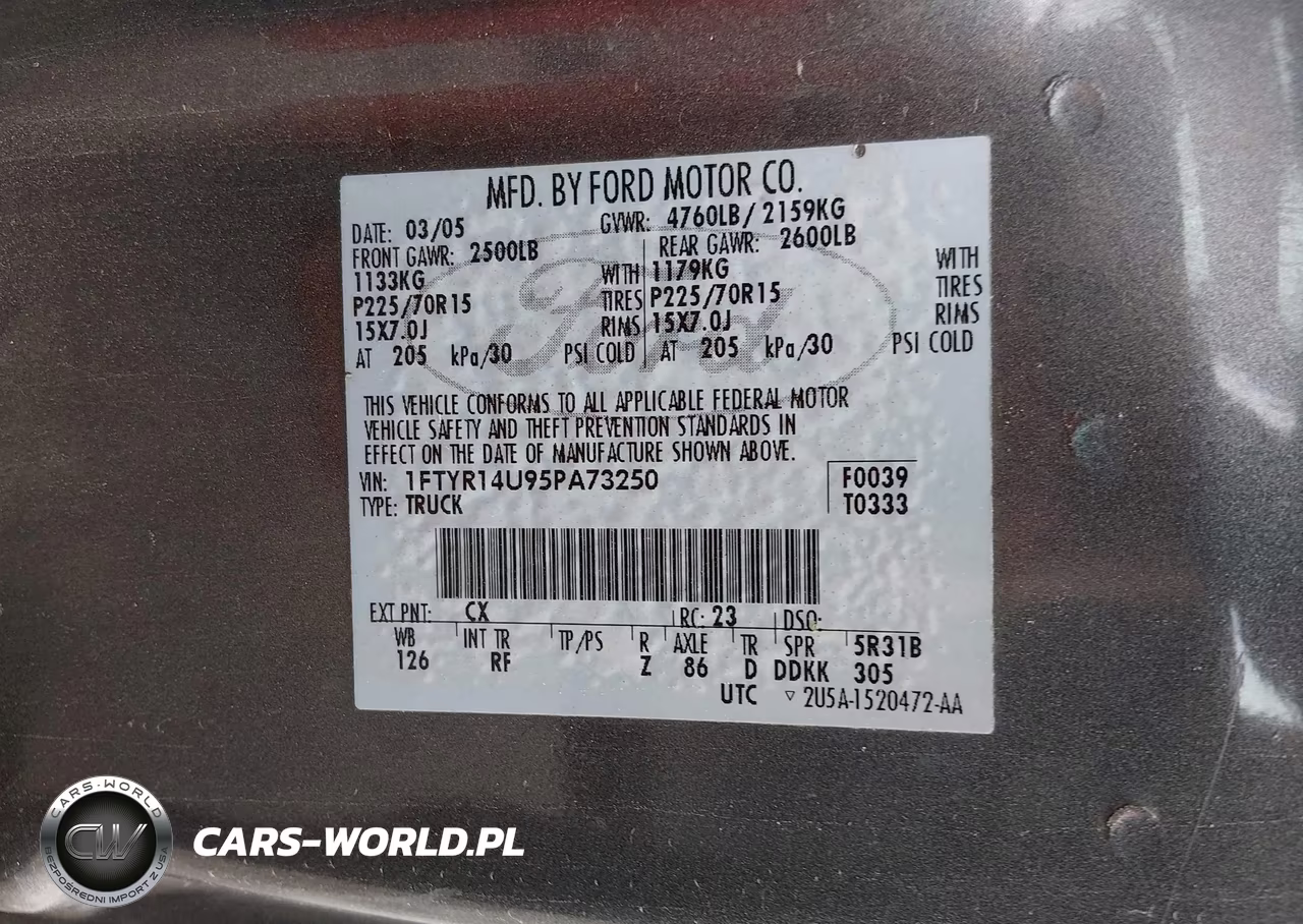 2005 Ford Ranger Edge-Stx-Xl-Xlt VIN:1FTYR14U95PA73250 - 9